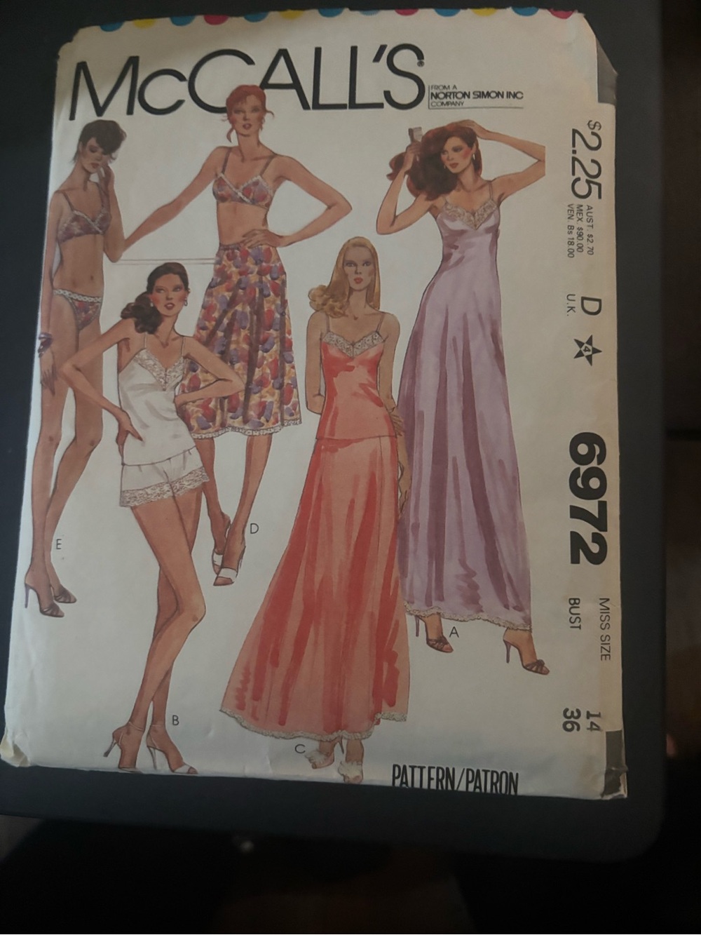 Women's Pink Satin Slip Nightgown or Chemise - Vintage Pattern McCall’s 6972